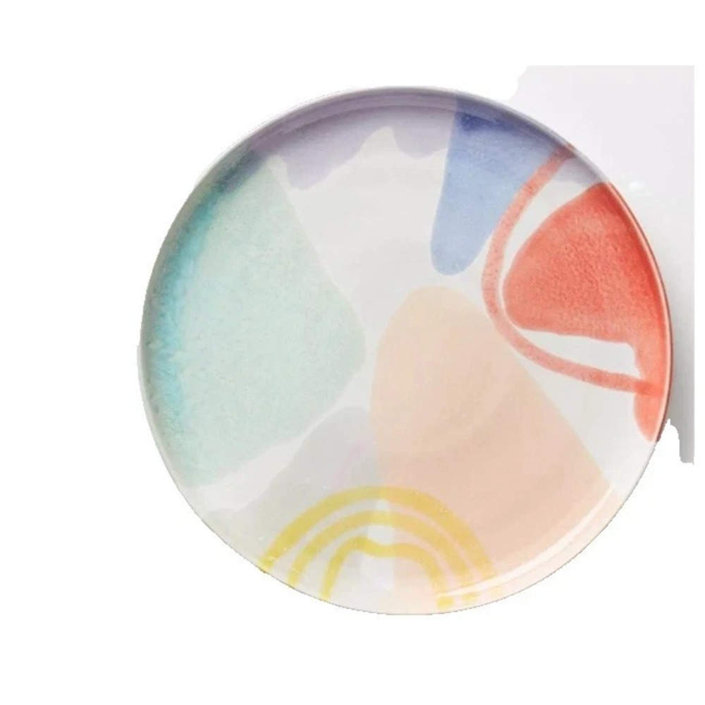 (4) New Anthropologie Hand painted watercolor Art Dec Georgi Dinner Plates